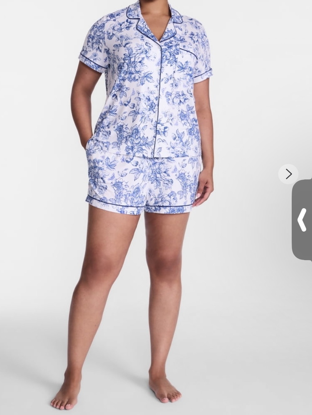 Blue Floral Pajama Short Set